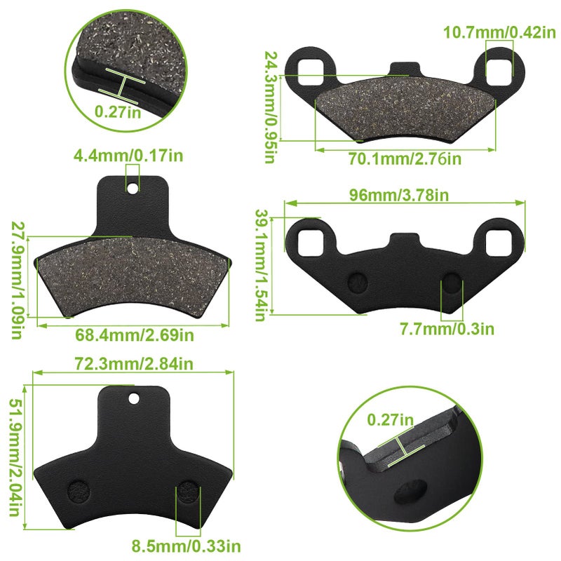 ZICOO Front & Rear Brake Pads for Polaris Sportsman 500 4x4 HO 335 400 Scrambler 500 Magnum 325 TrailBlazer 250 400 Trail Boss 330 Xpedition 325 425 Xplorer 400 - Image 3